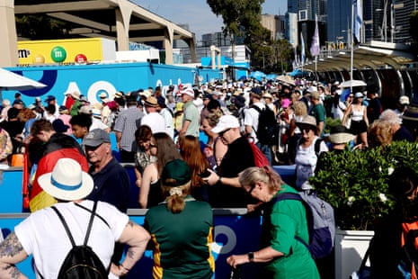 Fans queue to enter Melbourne Park on day three.