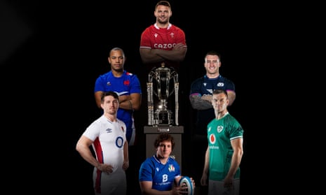 Clockwise from top: Wales’ Dan Biggar, Scotland’s Stuart Hogg, Jonathan Sexton of Ireland, Italy’s Michele Lamaro, England’s Tom Curry and Gaël Fickou of France. 
