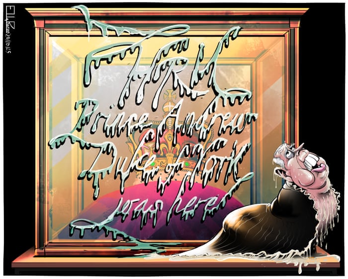 Ella Baron on Prince Andrew’s fall from grace – cartoon