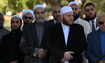 Members of the Australian National Imams Council during a press conference in Sydney