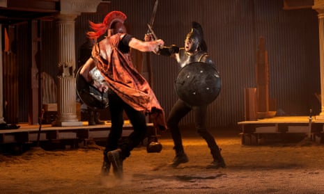 Ben Dilloway (left) as Achilles in Chris Hannan’s adaptation of the Iliad. 