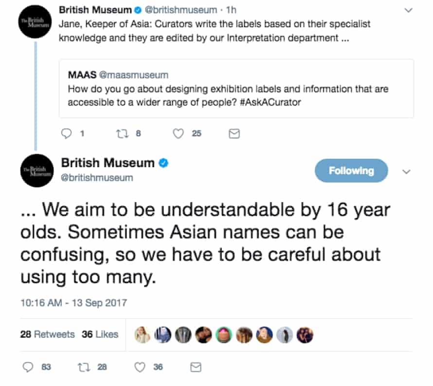 The British Museum tweets referring to Asian names