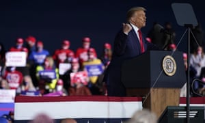 President Donald Trump speaks during a campaign rally in Michigan.