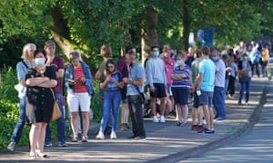 Thousands of Gütersloh citizens queued to get tested for coronavirus hoping they would be able to travel.