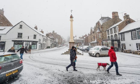 Snow falling in Appleby, Cumbria