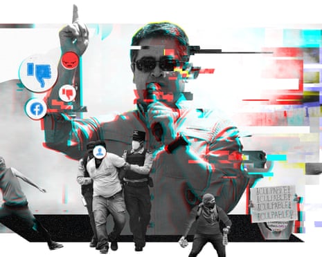 collage of political images, including Juan Orlando Hernández