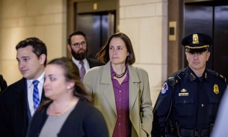 Fiona Hill arrives for a closed door meeting as part of the House impeachment inquiry into Donald Trump on Capitol Hill in Washington, 4 November 2019. 