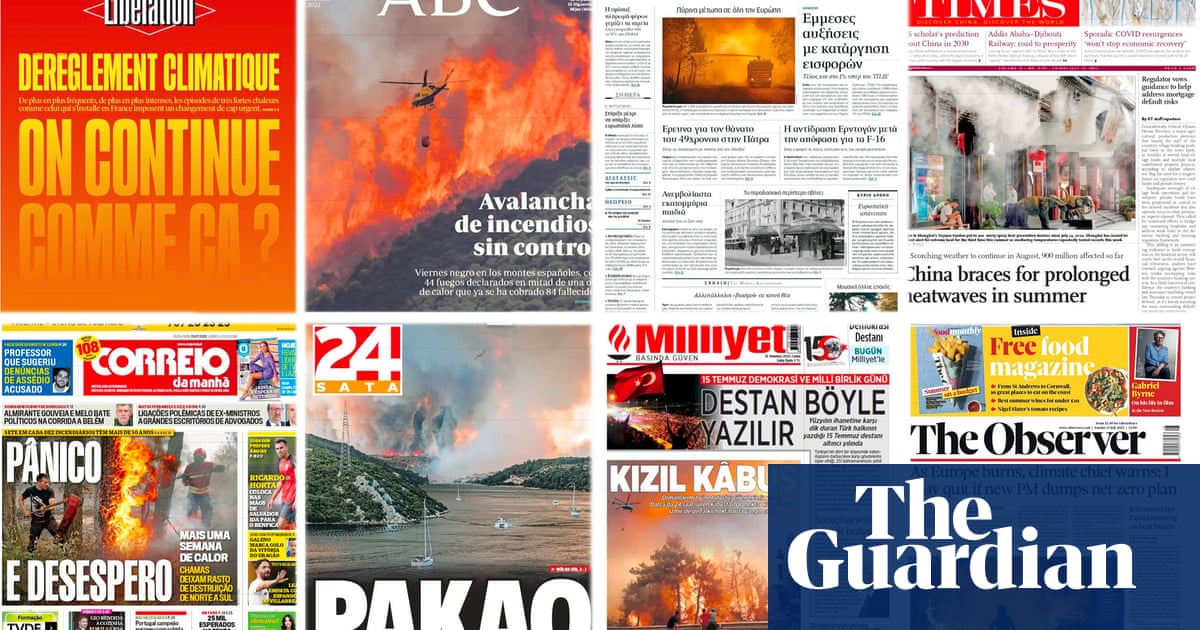 ‘Avalanche of fires’: what the front pages around the world say