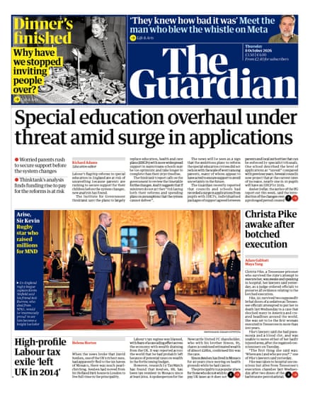 Guardian front page 8 October