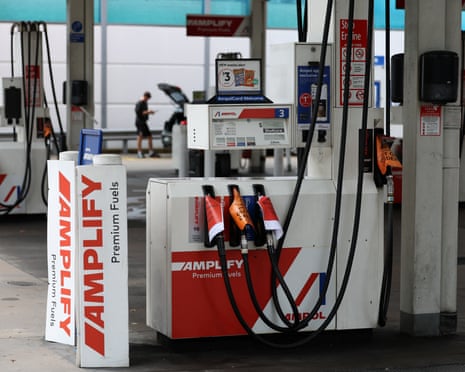 Empty fuel pumps at a petrol station in Sydney