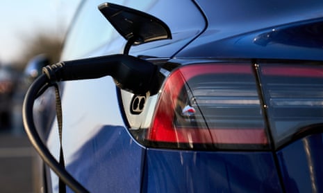 An electric car being charged