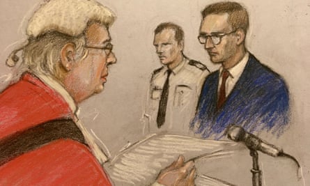An artist’s drawing shows James Watson appearing in the dock at the Old Bailey in London