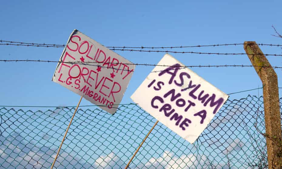 A protest against immigration policy at Yarl’s Wood, Bedfordshire. 