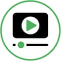 Illustration of video playing on phone in white circle with green border