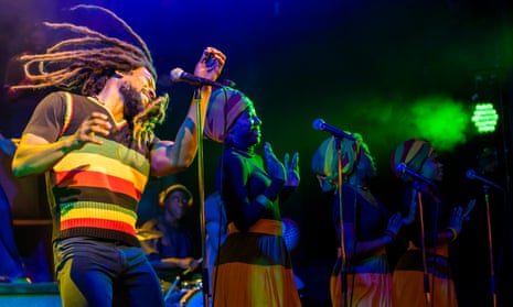 People get ready … Arinzé Kene in Get Up, Stand Up! The Bob Marley Musical. 
