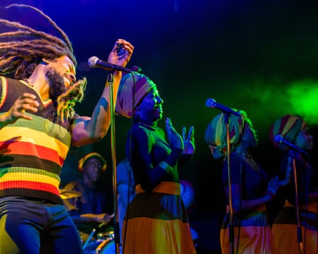 Arinzé Kene in Get Up, Stand Up, The Bob Marley Musical by Lee Hall @ Lyric, Shaftesbury Avenue. Directed by Clint Dyer. (Opening 20-10-2021) ©Tristram Kenton 10-21 (3 Raveley Street, LONDON NW5 2HX TEL 0207 267 5550 Mob 07973 617 355)email: tristram@tristramkenton.com
