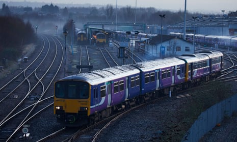 A Northern Rail train leaves a depot in Manchester