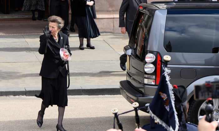The Princess Royal leaves after a visit to Glasgow City Chambers to meet representatives of organisations of which Queen Elizabeth II was Patron.