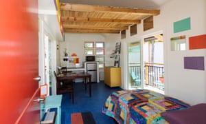 The interior of a home at Community First, which also has a communal garden, medical facility, places for worship and an outdoor movie theater