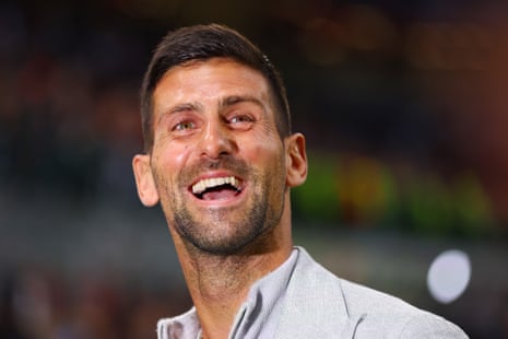 World no1 tennis player Novak Djokovic looks on prior to the UEFA Champions League semi-final first leg match between AC Milan and FC Internazionale.