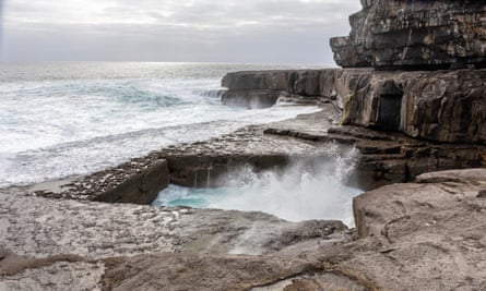 The Worm Hole, natural pool in Inishmore, Aran islands, Ireland.