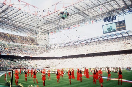 Dancers on the pitch during the 1990 World Cup opening ceremony