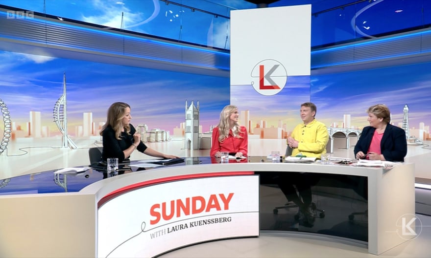 Joe Lycett, flanked by Cleo Watson and Emily Thornberry, on Sunday with Laura Kuenssberg.