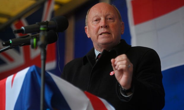 Jim Allister speaks during anti-Northern Ireland protocol rally in Bangor, County Down, last month