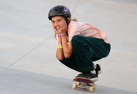 Covell aux Championnats du monde de skateboard Street et Park 2022 à Sharjah.