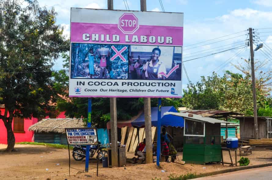 A sign warns against child labour