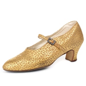 Mottled gold leather shoe with diamanté buckle, circa 1920s. Made by Joseph Box