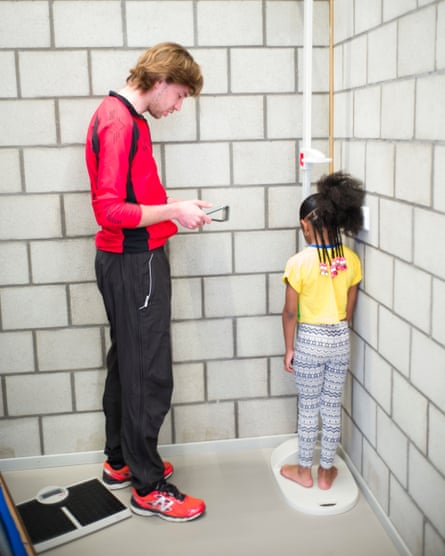 Children get their yearly fitness exams at a school in Amsterdam.