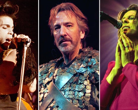 Prince, Alan Rickman and David Bowie composite