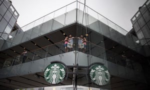 A branch of the American coffee chain Starbucks in Beijing