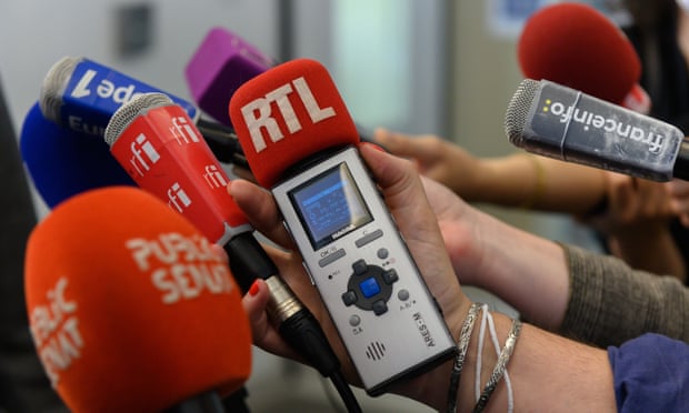 Microphones at a press conference