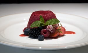 Summer pudding with ‘beautiful glossy purple juice’.