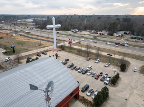 A 110-ft cross along Highway 49 in Florence, Mississippi.