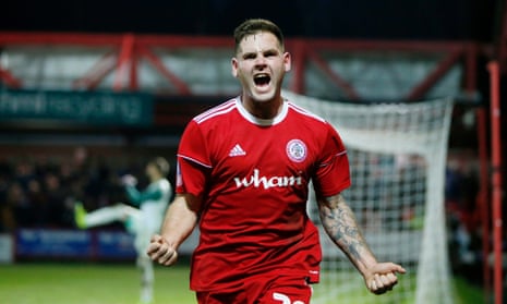 Billy Kee celebrates after his winner for Accrington, who defeated Championship bottom club Ipswich.
