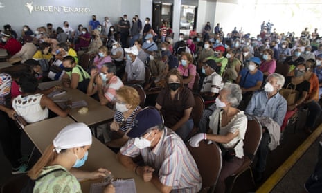 Senior citizens wait for their first dose of the Sputnik V vaccine in Caracas, Venezuela.