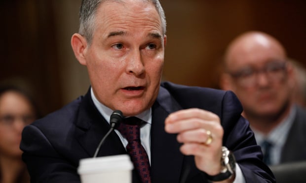 Scott Pruitt testifies on Capitol Hill. The Oklahoma attorney general has sued the EPA 14 times over regulations.