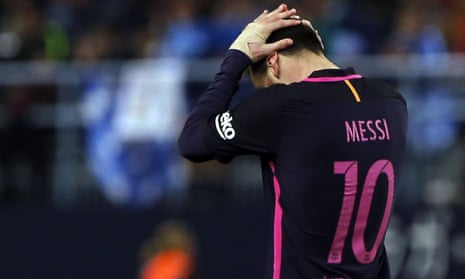 Barcelona's Lionel Messi after the defeat by Málaga