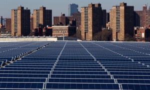 Solar panels on a rooftop at the Brooklyn Navy Yard in New York.