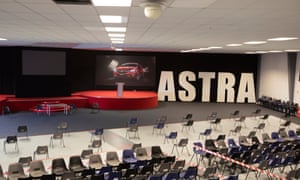 The conference centre marked out for staff inductions at the Vauxhall car factory.