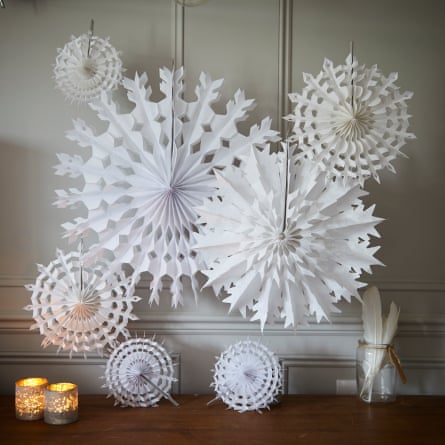 Scandinavian-inspired paper snowflakes.