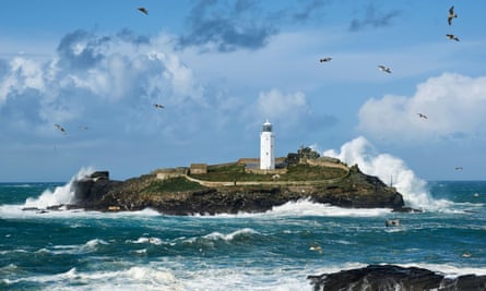 The lighthouse on Godrevy Island in Cornwall