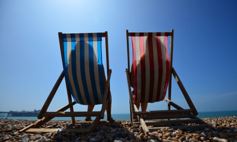 Deck chairs on the beach at Brighton.