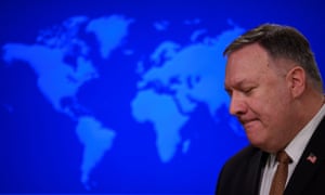 Mike Pompeo attends a news conference at the state department in Washington DC, on 25 March.