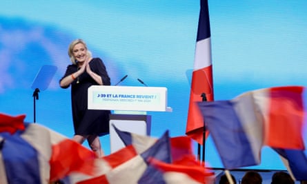 Marine Le Pen campaigning for her far-right RN during the European elections in May.