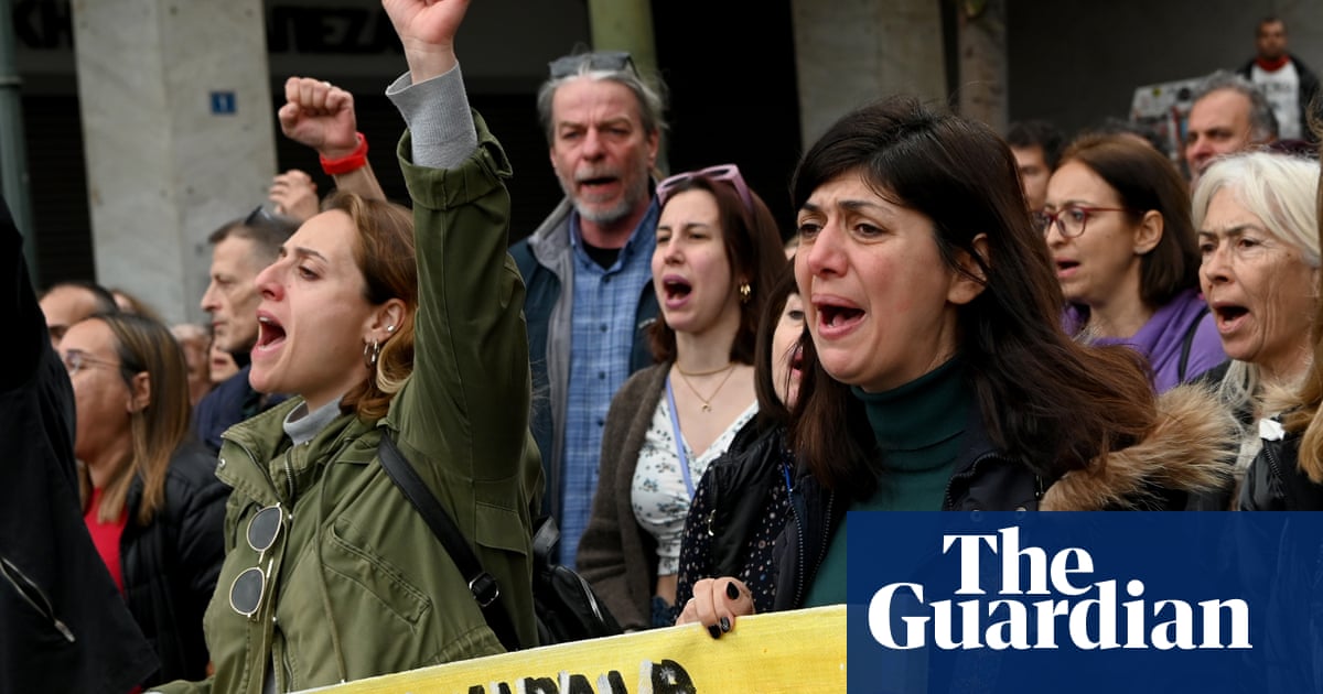 Protests break out in Athens on anniversary of deadly train crash – video