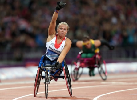 Hannah Cockroft has won five Paralympic gold medals, including the 100m at London 2012 (pictured) and Rio.